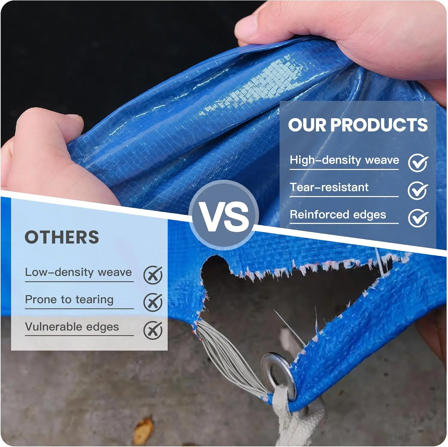 Tarp 12x14 Waterproof 7mil Blue/Black Multipurpose Tarps Uv Resistant Outdoor Tarp for Camping, Rooftops, Yards, Pools, Vehicles, Boats by-MVPNET