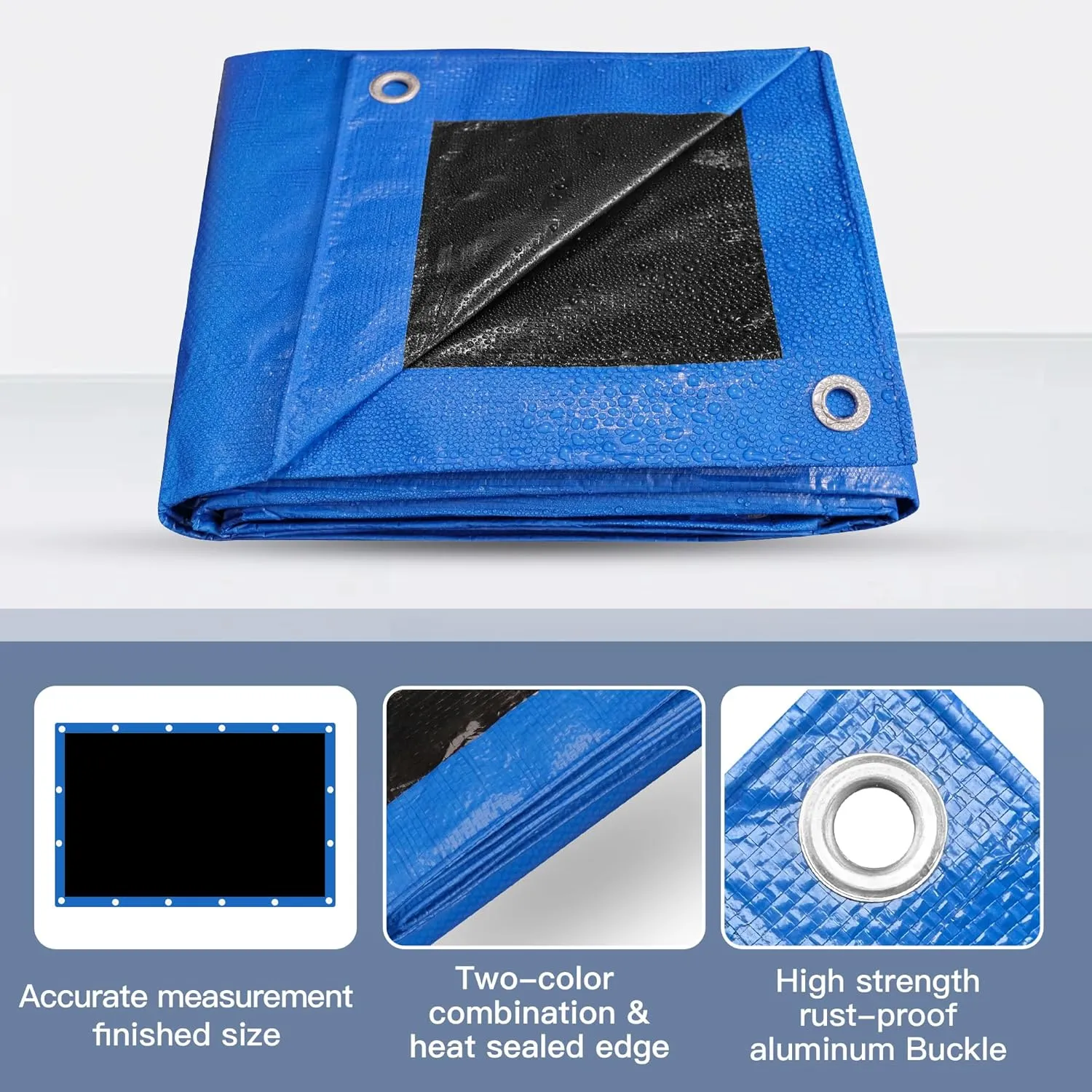 Tarp 12x14 Waterproof 7mil Blue/Black Multipurpose Tarps Uv Resistant Outdoor Tarp for Camping, Rooftops, Yards, Pools, Vehicles, Boats by-MVPNET