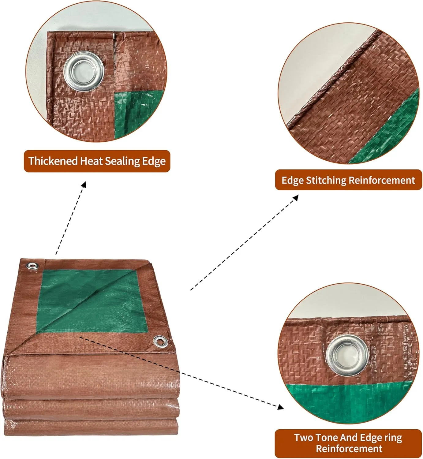 Tarp 8x10(4 Packs) ft 100% Waterproof 7mil Durable Grommets and Reinforced Edges,Uv Resistant,Green/Brown Tarp,Emergency Rain Shelter,Outdoor Cover and Camping Use -by MVPNET