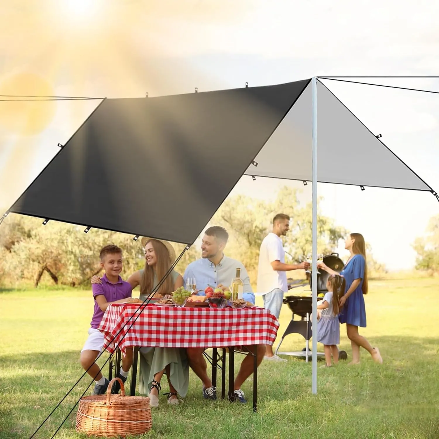 Tarp Camping - Portable Shelter Cover, Tent Shelter Tarp | Easy-to-Set-up Tent Tarp, Tent Tarp for Hiking, Weatherproof Lightweight for Backpacking, Survival, Picnic, Climbing, Travel