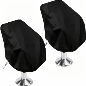Tarp, Waterproof Boat Seat Cover 2pcs Anti UV Dust Yatch Boat Seat Cover Oxford Cloth Outdoor Elastic Folding Chair Table Cover (Color : Black, Size : 56X61X64cm)