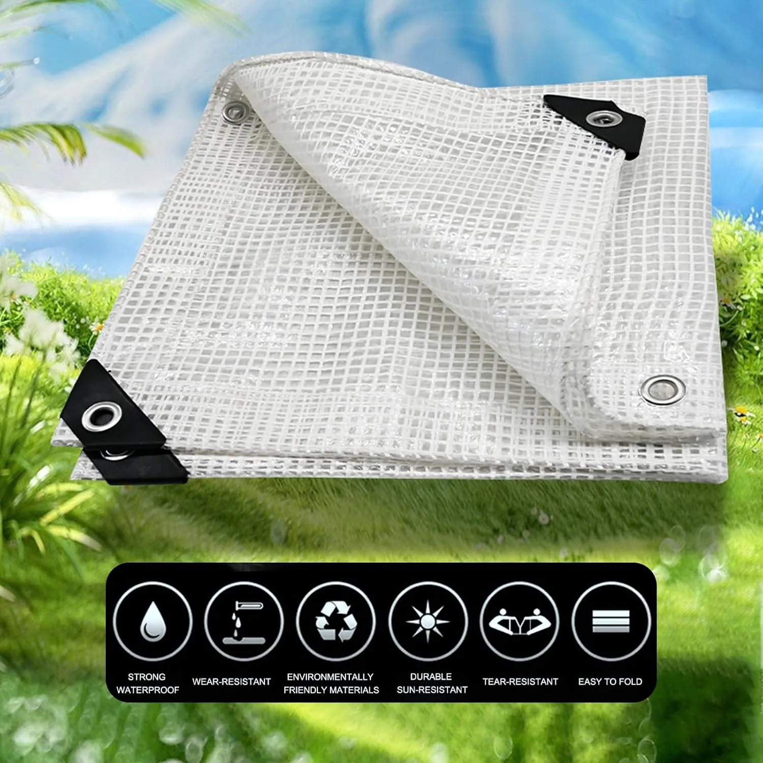 Tarp Waterproof, Firewood Tarp, Leaf Tarp for Collecting Leaves, Waterproof Cover, PVC Mesh Tarpaulin for Balcony, Camping Cover, Plant Constant Temperature, Temporary Tent