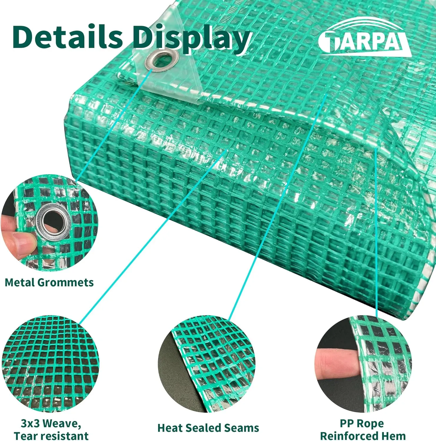 TARPAL 10'x12' Clear Green Tarp Heavy Duty Waterproof 12mil with Grommets or Zip Ties for Large Greenhouses for Outdoors Garden,Farm,Chicken Coops