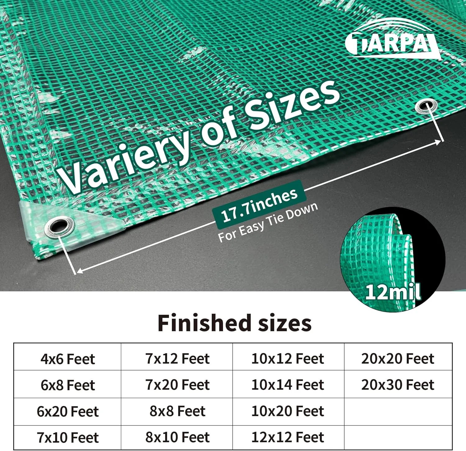 TARPAL 10'x12' Clear Green Tarp Heavy Duty Waterproof 12mil with Grommets or Zip Ties for Large Greenhouses for Outdoors Garden,Farm,Chicken Coops