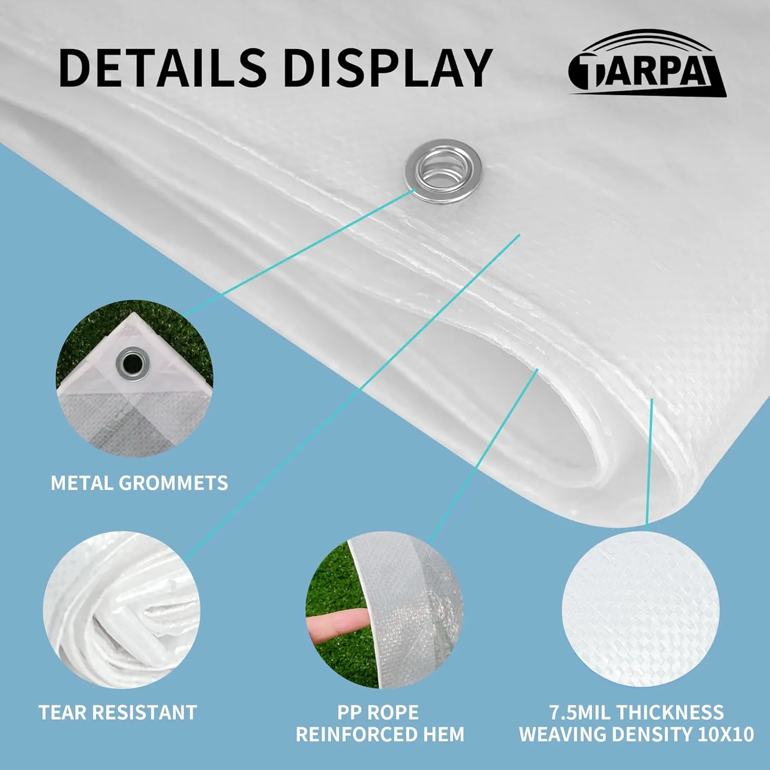 TARPAL 8'x12' Semi Clear White Tarp Waterproof Green House Cover with Grommets 7.5mil Clear Poly tarps for Gardening,Farm, Garden,Chicken Coops，Outdoor
