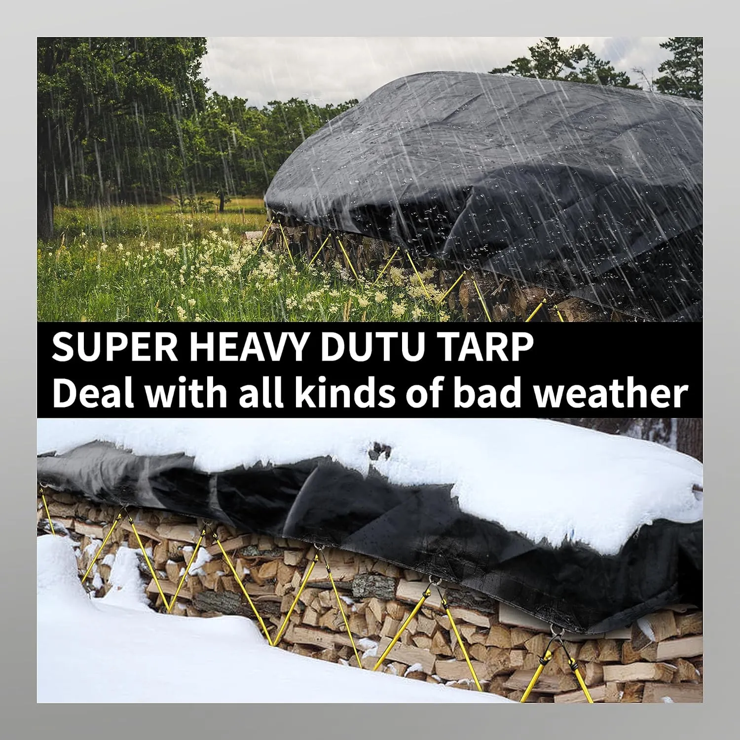 TARPAL Tarp 4x5 Feet (3pack) Heavy Duty Tarps 14mil D-Ring Waterproof Tarp for Outdoors UV Protection Triangular Sewing Design Reinforced Corners and Edges（Black）