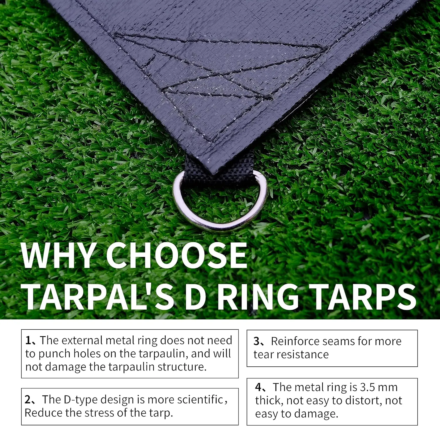 TARPAL Tarp 4x5 Feet (3pack) Heavy Duty Tarps 14mil D-Ring Waterproof Tarp for Outdoors UV Protection Triangular Sewing Design Reinforced Corners and Edges（Black）