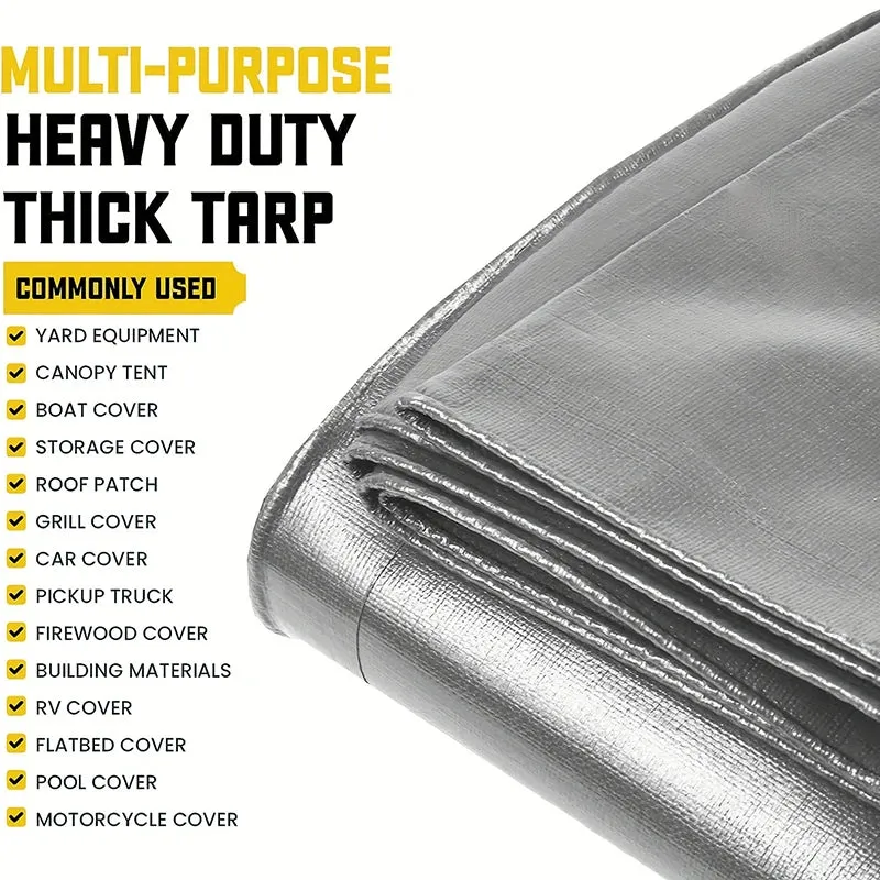 Tarpaulin 2x2m 2x3 3*3 3x4 3mx5 Car Waterproof Shade Tarp Tent Camping Sun Shade Sail Double Silver Awning Canopy Rain Cover