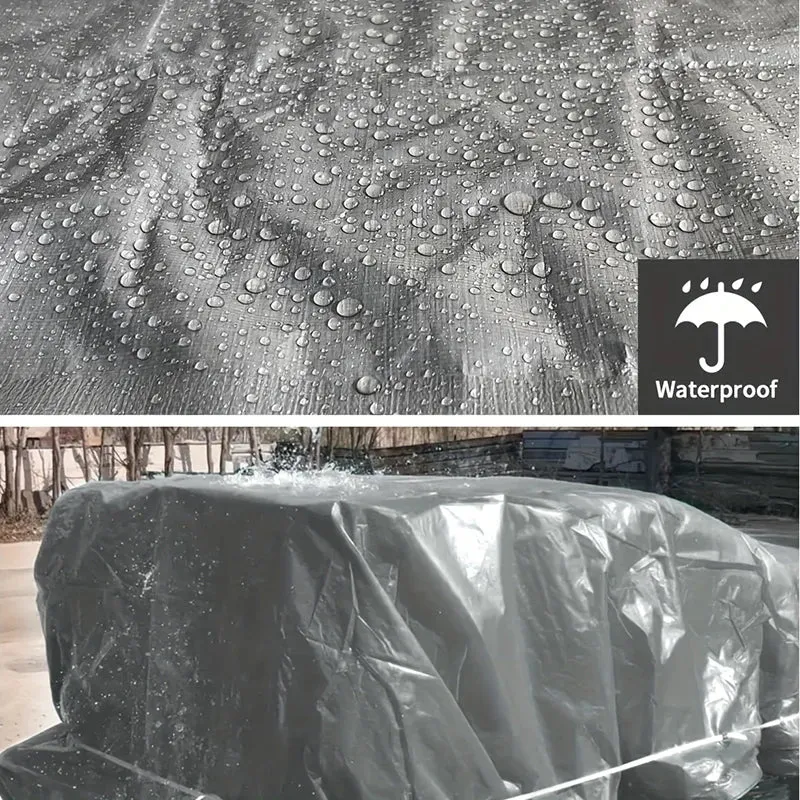 Tarpaulin 2x2m 2x3 3*3 3x4 3mx5 Car Waterproof Shade Tarp Tent Camping Sun Shade Sail Double Silver Awning Canopy Rain Cover