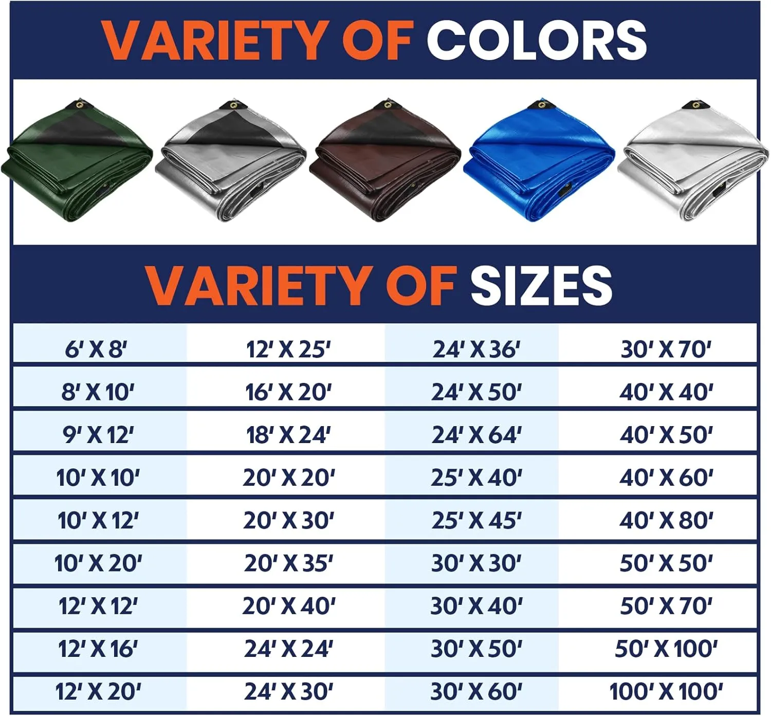 Tarpco Safety Extra Heavy Duty 14 Mil Tarp Cover, Waterproof, UV Resistant, Rip and Tear Proof, Poly Tarpaulin with Reinforced Edges for Roof, Camping, Patio, Pool, Boat (White 12′ X 25′)