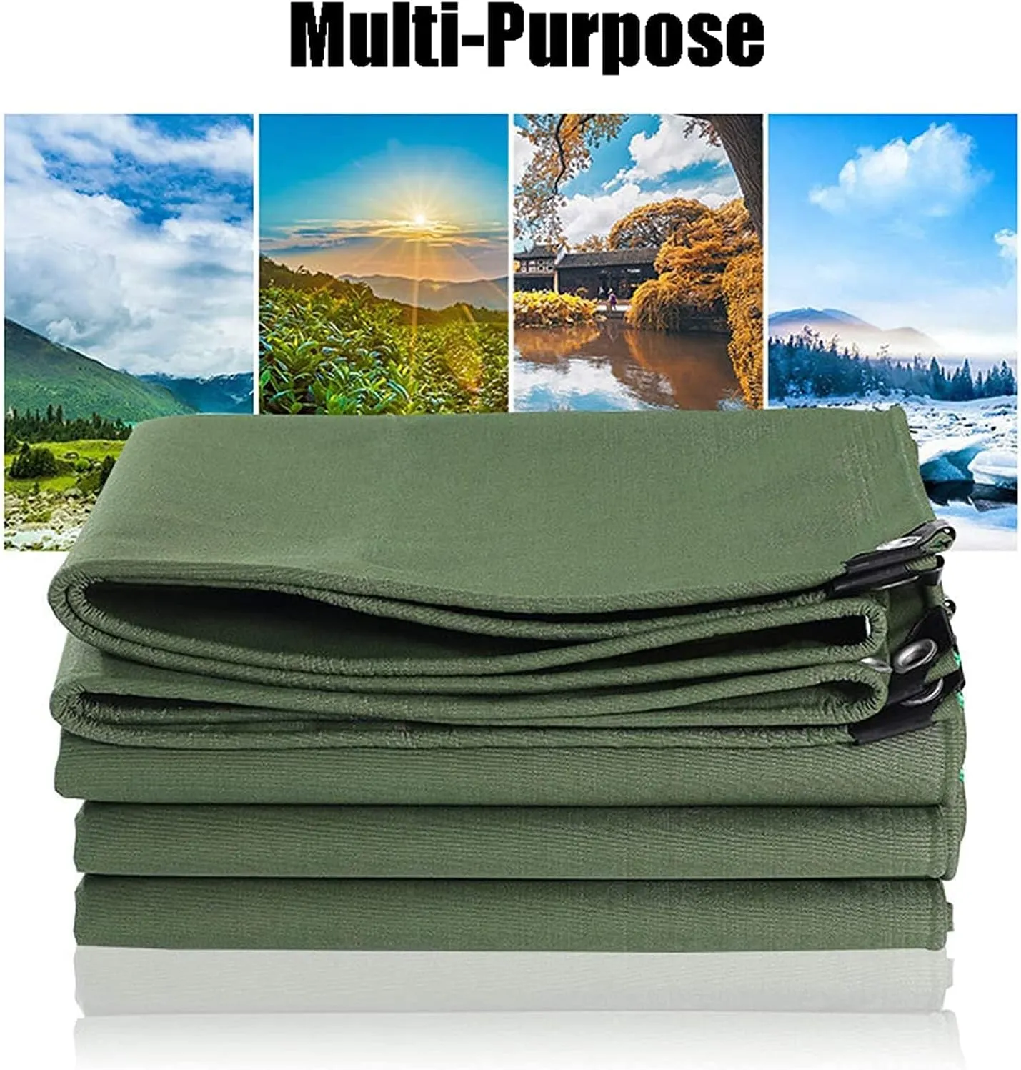 Tarps Canvas，Heavy-Duty Waterproof Canvas Tarps ，Outdoors Thick Tarp Cover ，UV-Resistant Canvas Tarpaulin for Truck Pool Boat Tent Camping Firewood,6x8m