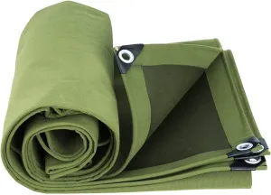 Tarps Canvas，Heavy-Duty Waterproof Canvas Tarps ，Outdoors Thick Tarp Cover ，UV-Resistant Canvas Tarpaulin for Truck Pool Boat Tent Camping Firewood,6x8m
