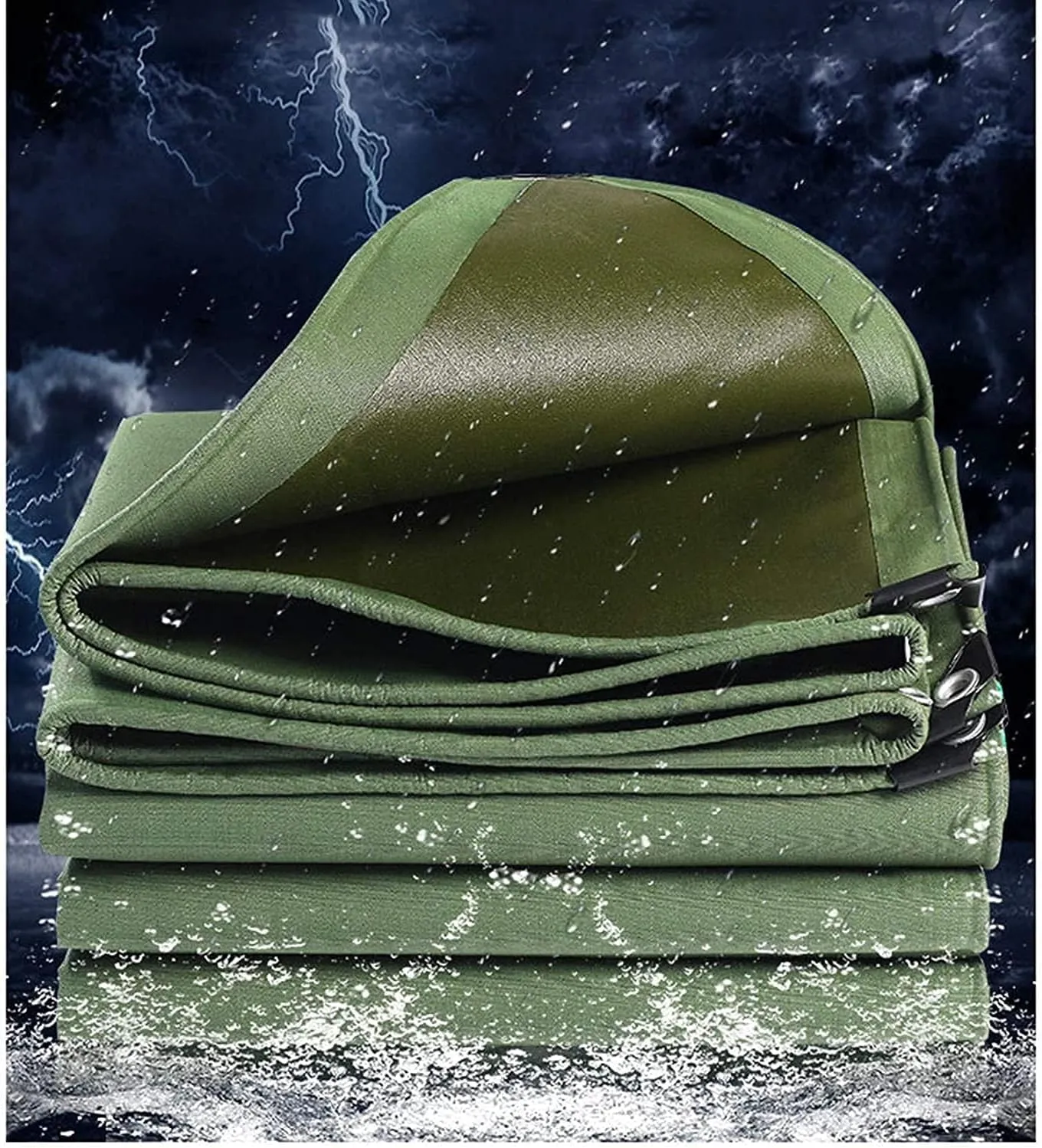 Tarps Canvas，Heavy-Duty Waterproof Canvas Tarps ，Outdoors Thick Tarp Cover ，UV-Resistant Canvas Tarpaulin for Truck Pool Boat Tent Camping Firewood,6x8m