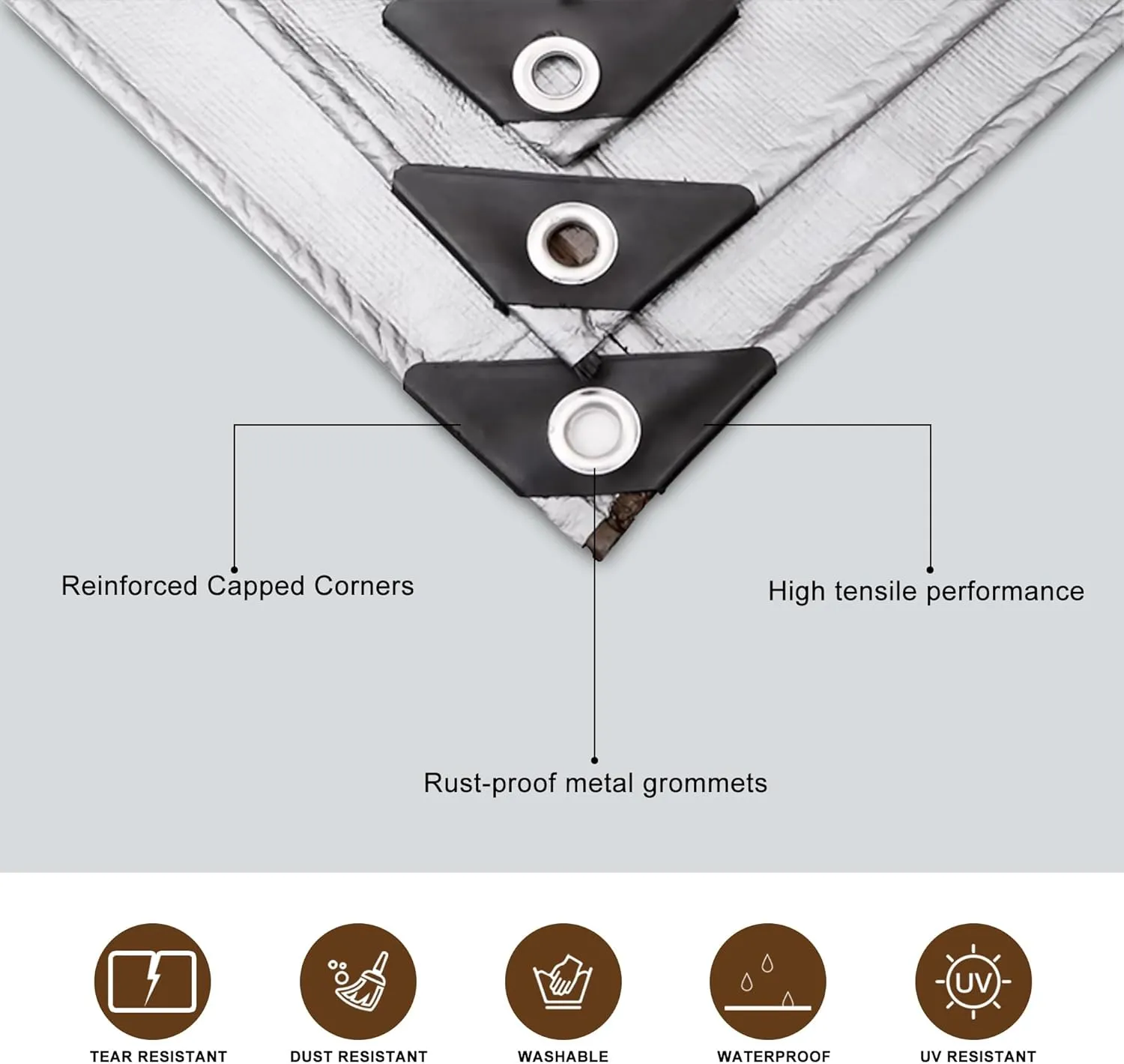 Tarps Heavy Duty Waterproof 10’ X 12’, 10 Mil Multipurpose Poly Tarp Cover, tarp Waterproof UV Resistant Tear&Fade Resistant, Outdoor Tarpaulin for Roof, Camping, Patio, Pool, Boat, Car