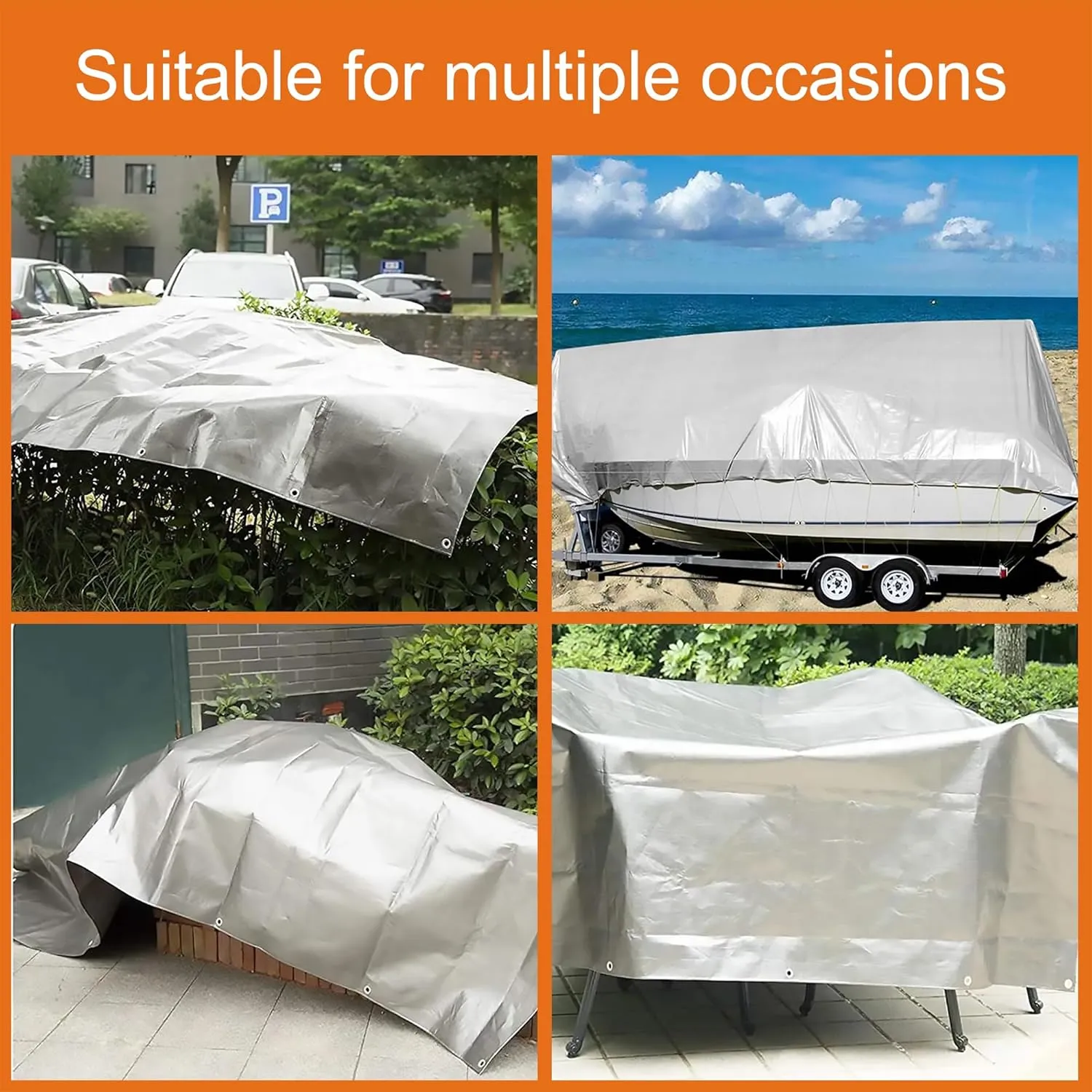 Tarps Heavy Duty Waterproof 10’ X 12’, 10 Mil Multipurpose Poly Tarp Cover, tarp Waterproof UV Resistant Tear&Fade Resistant, Outdoor Tarpaulin for Roof, Camping, Patio, Pool, Boat, Car