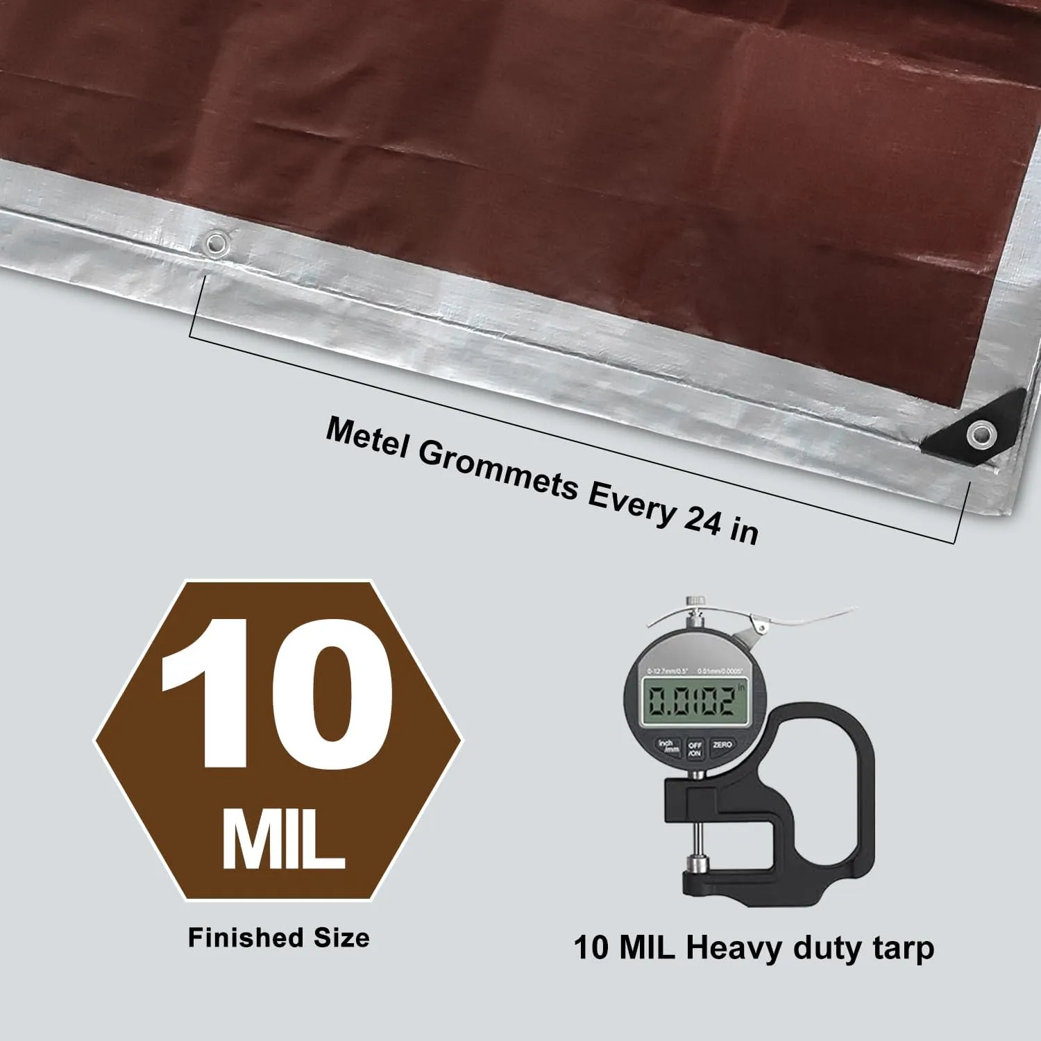 Tarps Heavy Duty Waterproof 10’ X 12’, 10 Mil Multipurpose Poly Tarp Cover, tarp Waterproof UV Resistant Tear&Fade Resistant, Outdoor Tarpaulin for Roof, Camping, Patio, Pool, Boat, Car