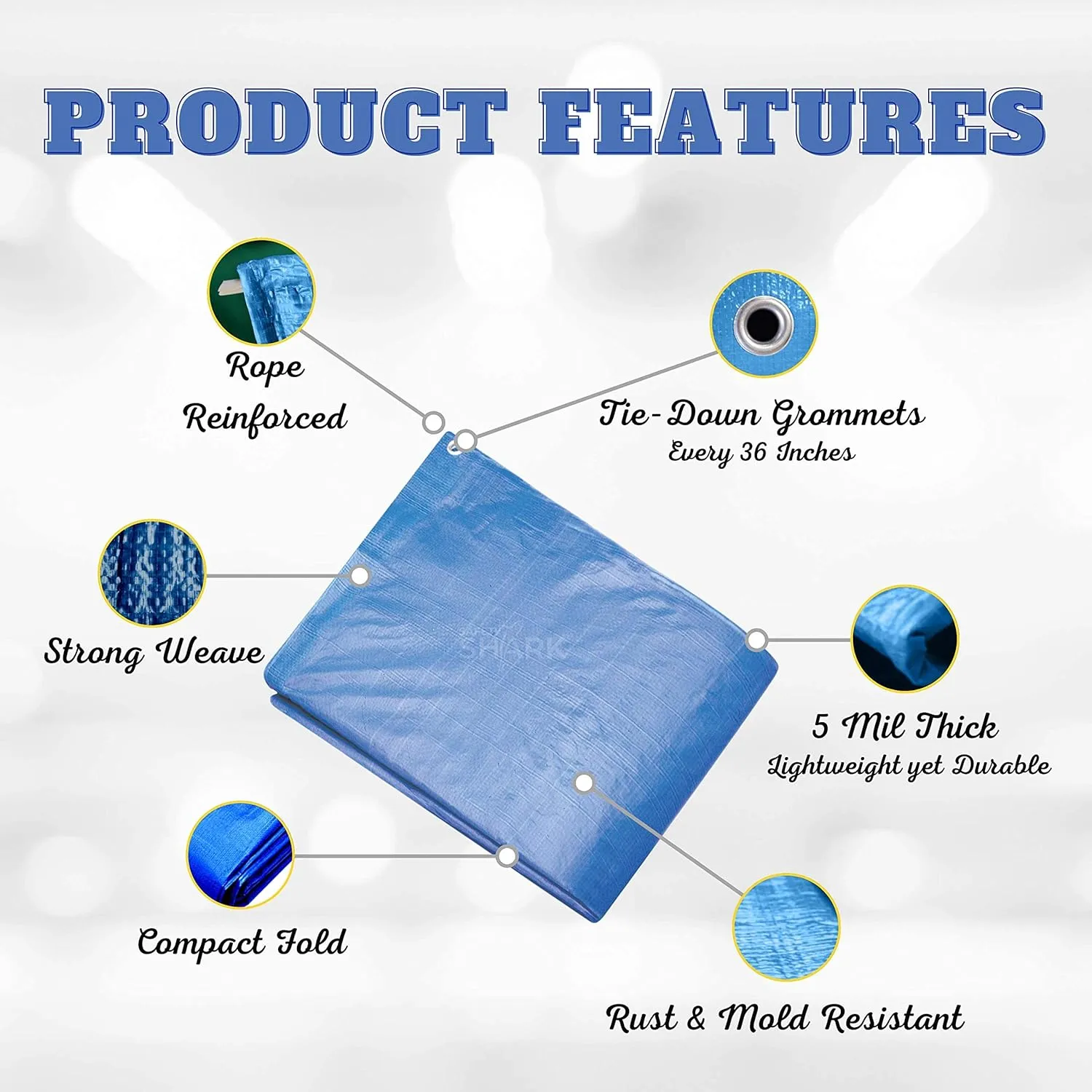 Tarps Heavy Duty Waterproof 20x20 Feet - 5 Mil Heavy Duty Tarp - Large Blue Tarp Waterproof Protection, Use As Outdoor Weatherproof Cover to Shield Your Pool, Car, Patios, Leaking Roofs