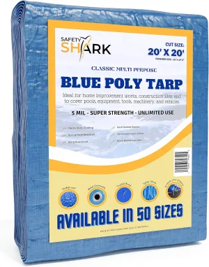 Tarps Heavy Duty Waterproof 20x20 Feet - 5 Mil Heavy Duty Tarp - Large Blue Tarp Waterproof Protection, Use As Outdoor Weatherproof Cover to Shield Your Pool, Car, Patios, Leaking Roofs