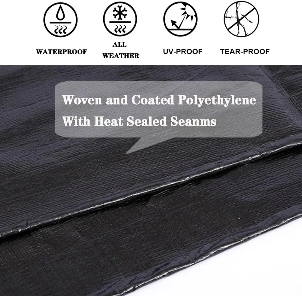 Tarps Heavy Duty Waterproof 20x20ft,Black Plastic Tarps 12Mil Multipurpose Outdoor Tarp Cover Poly Tarpaulin for Emergency Rain or Sun, Roof, Patio Furniture, Firewood, Canopy