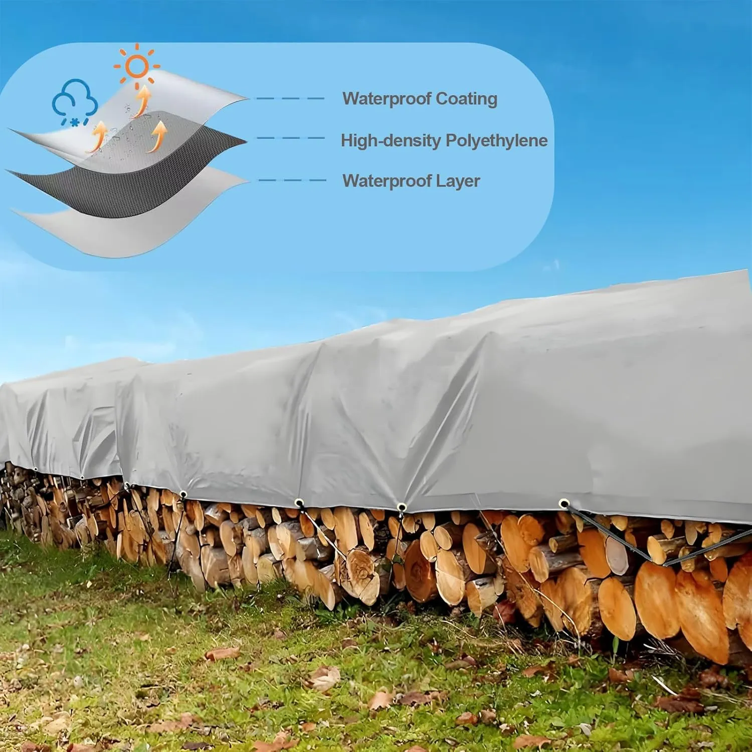 Tarps Heavy Duty Waterproof - Plastic Tarps with Grommets 12 Mil Silver Thick Protective Tarpaulin Covers for Outdoor Under Tent Camping Boat Patio Pool RV Pool