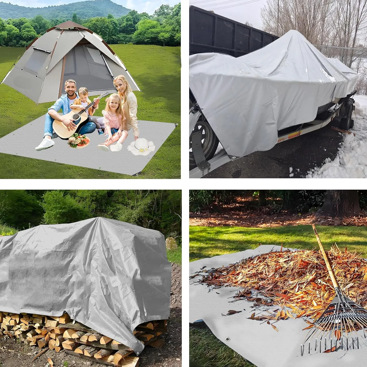 Tarps Heavy Duty Waterproof - Plastic Tarps with Grommets 12 Mil Silver Thick Protective Tarpaulin Covers for Outdoor Under Tent Camping Boat Patio Pool RV Pool