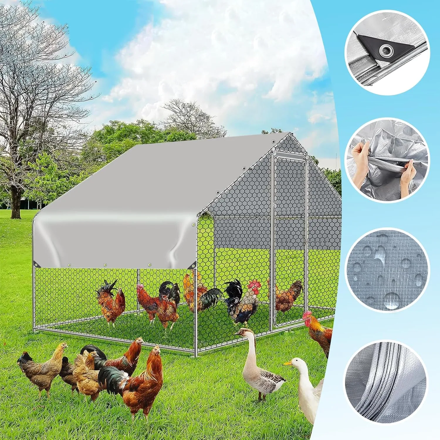 Tarps Heavy Duty Waterproof - Plastic Tarps with Grommets 12 Mil Silver Thick Protective Tarpaulin Covers for Outdoor Under Tent Camping Boat Patio Pool RV Pool