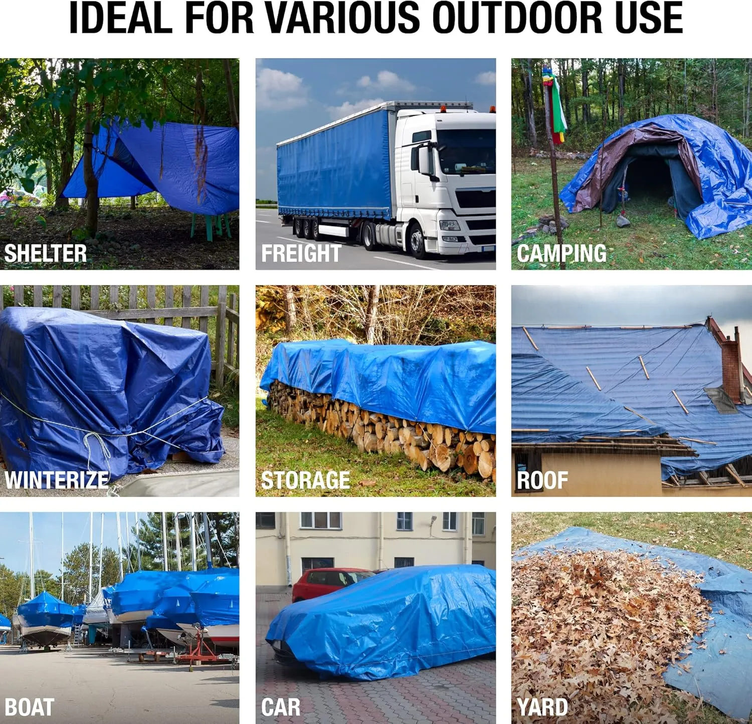 Tarps Multi-Purpose Waterproof 40x60 - All Purpose 5 MIL Tarp - High Durability 40x60 Tarp - Construction, Rain Shelter, Outdoor Cover and Camping Use