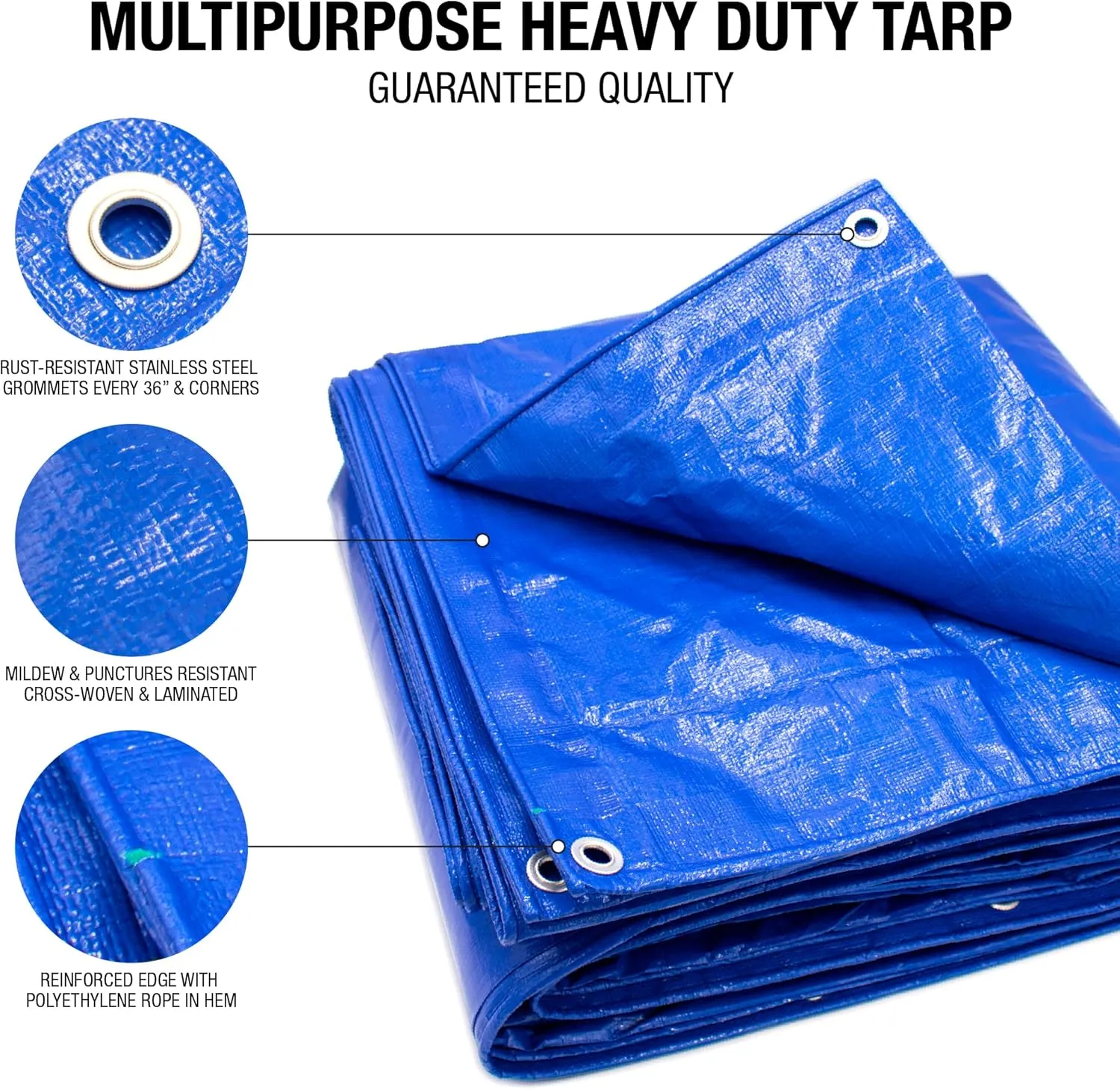 Tarps Multi-Purpose Waterproof 40x60 - All Purpose 5 MIL Tarp - High Durability 40x60 Tarp - Construction, Rain Shelter, Outdoor Cover and Camping Use