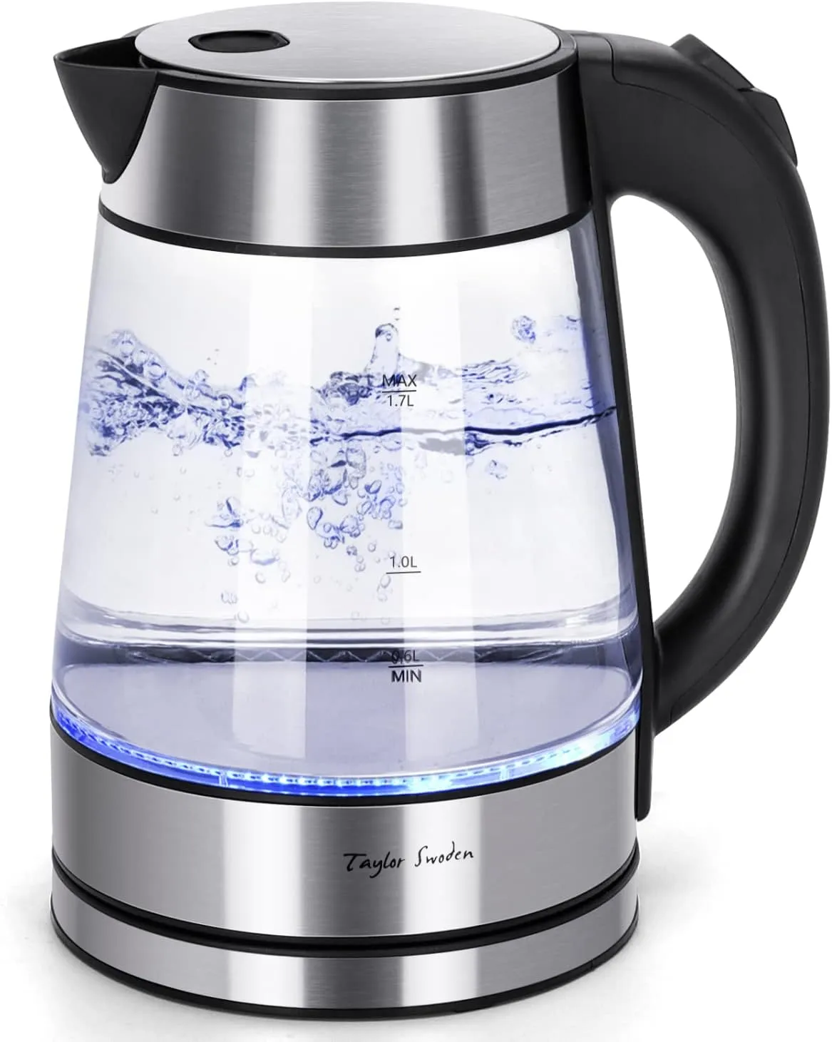 Taylor Swoden Glass Hot Water Kettle Electric for Tea and Coffee 1.7 Liter Fast Boiling Electric Kettle Cordless Water Boiler with Auto Shutoff & Boil Dry Protection