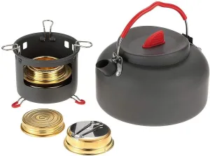 Teapot Outdoor Cooking Stove Burner Set with Water Support Bracket Camping Picnic Cookware (Color : Gray, Size : One Size) (Gray One Size)