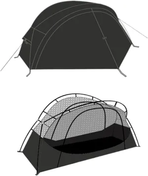 Tent 1Person Double Layers Outdoor Camping Bed Tent Lightweight Convenient Net Mosquito Portable Aluminum Alloy Pole Lightweight (Color : Black)