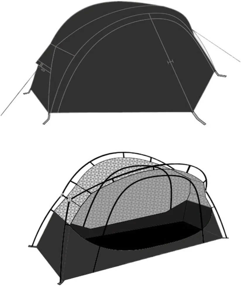 Tent 1Person Double Layers Outdoor Camping Bed Tent Lightweight Convenient Net Mosquito Portable Aluminum Alloy Pole Lightweight (Color : Black)