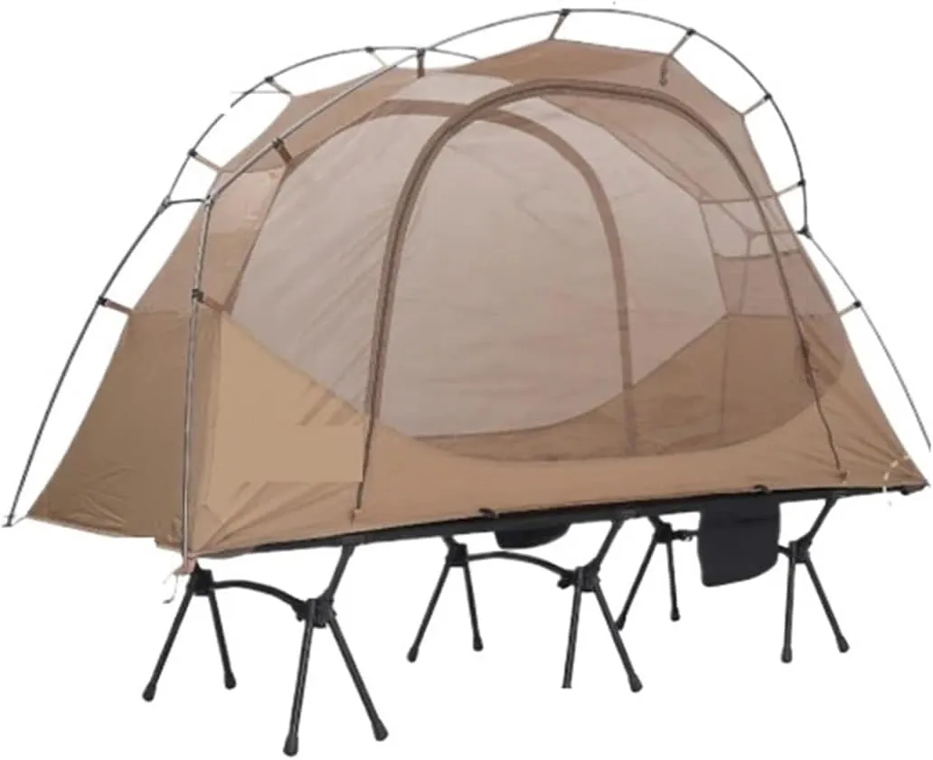 Tent 1Person Double Layers Outdoor Camping Bed Tent Lightweight Convenient Net Mosquito Portable Aluminum Alloy Pole Lightweight (Color : Black)