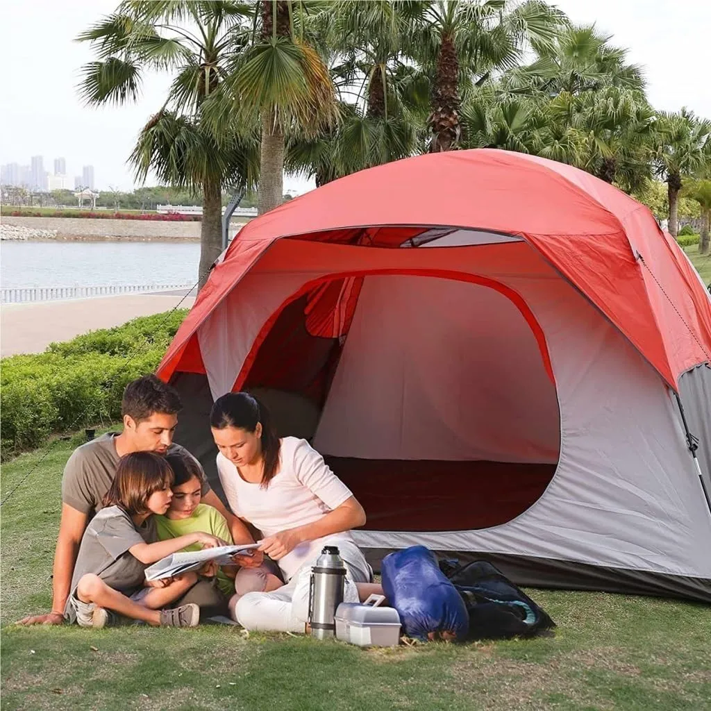 Tent 4-6 People Double-Layer Tent, Rainproof and Sunshade Outdoor Camping Tent, Easy to Build Family Park Tent Outdoor Tent