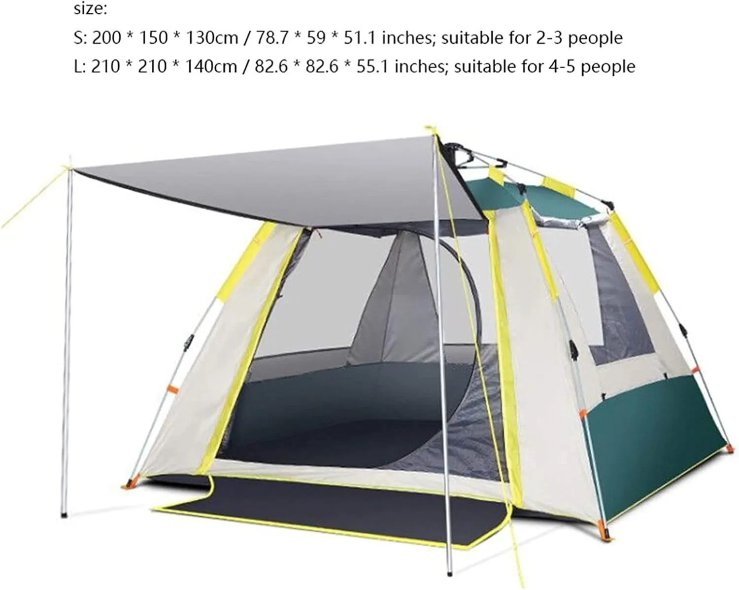 Tent Automatic Camping Tent Ship F Beach Tent Waterproof Windproof Tent Instant Pop Up Open Awning Tents Outdoor Sunshelter Outdoor (Brown S) (Brown S) (Green Large)