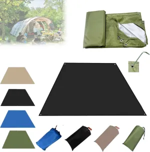 Tent Footprint, Waterproof Camping Tarp with Ground Spikes, Oxford Cloth Ground Tarp with Backpack Storage, Moisture Proof Floor Mat for Outdoor Hiking Camping(Black,2.1x1)