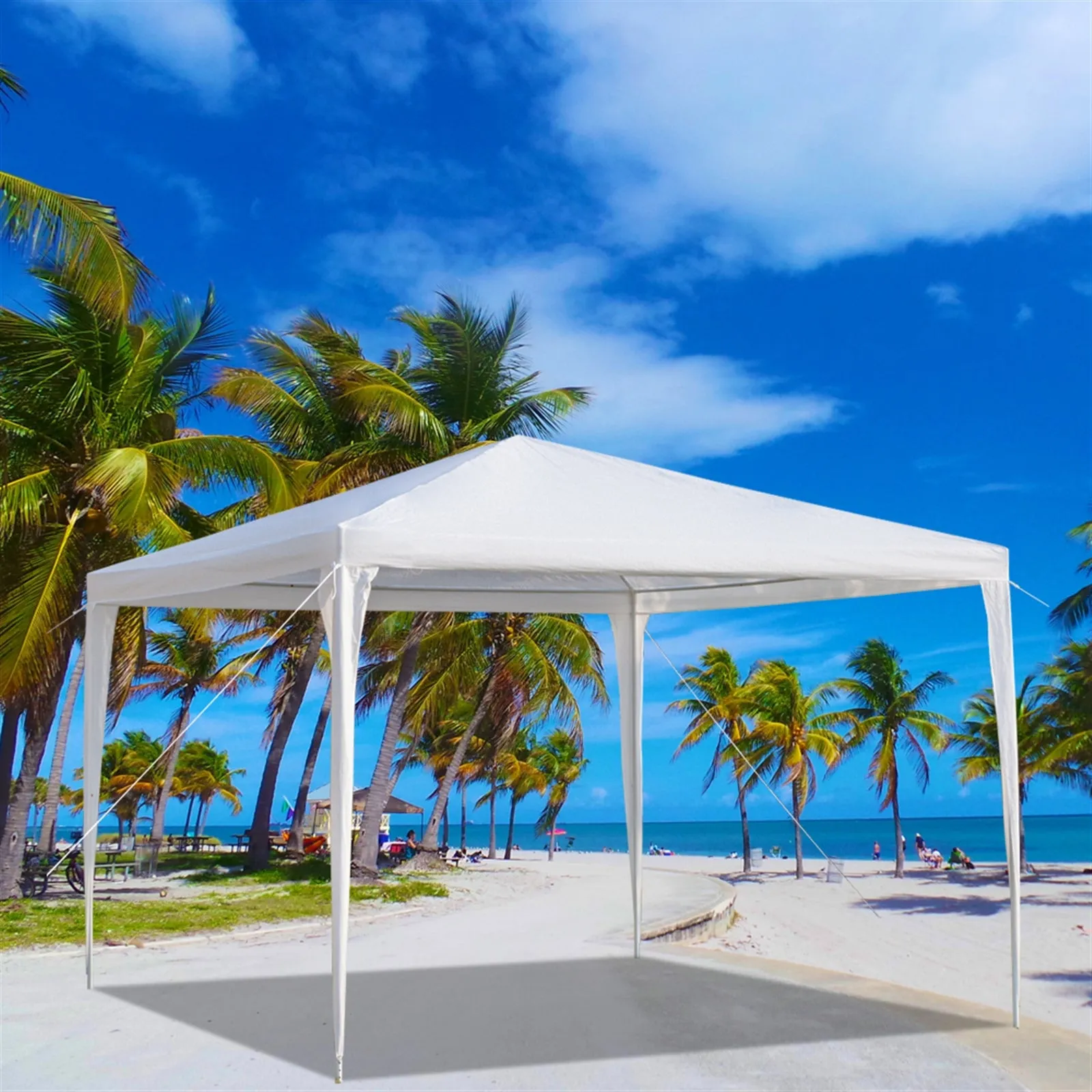 Tent Outdoor Side Walls Canopy Tent Three Sides Waterproof 10x10?? Tent with Spiral Tubes White
