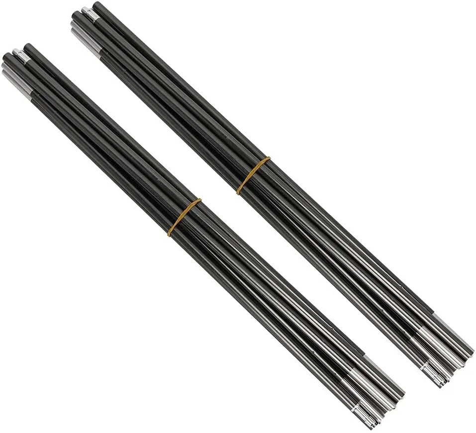 Tent Pole Support, 2 pcs 9 Sections Foldable Tent Support Rods 11.3ft Outdoor Aluminum Double Tent Poles Support Frame Rod Accessory Replacement Accessories for Camping Backpacking Hiking