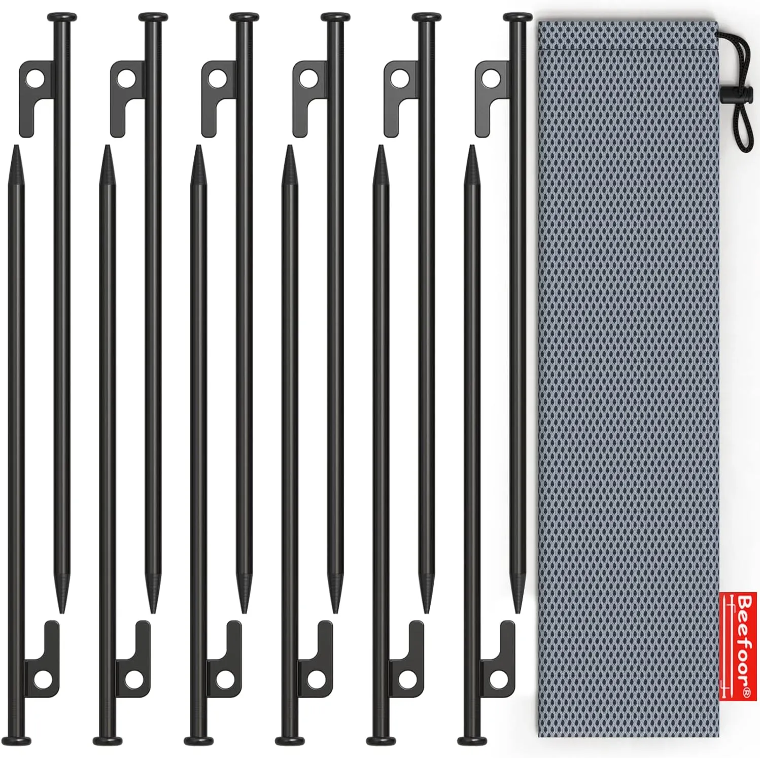 Tent Stakes 12 inch Heavy Duty Tent Pegs Tarp Pegs Camping Stakes for Outdoor Camping Canopy and tarp Suitable For High Winds and All Kinds of Ground 12pc Outdoor Metal Stakes with Storage Bag