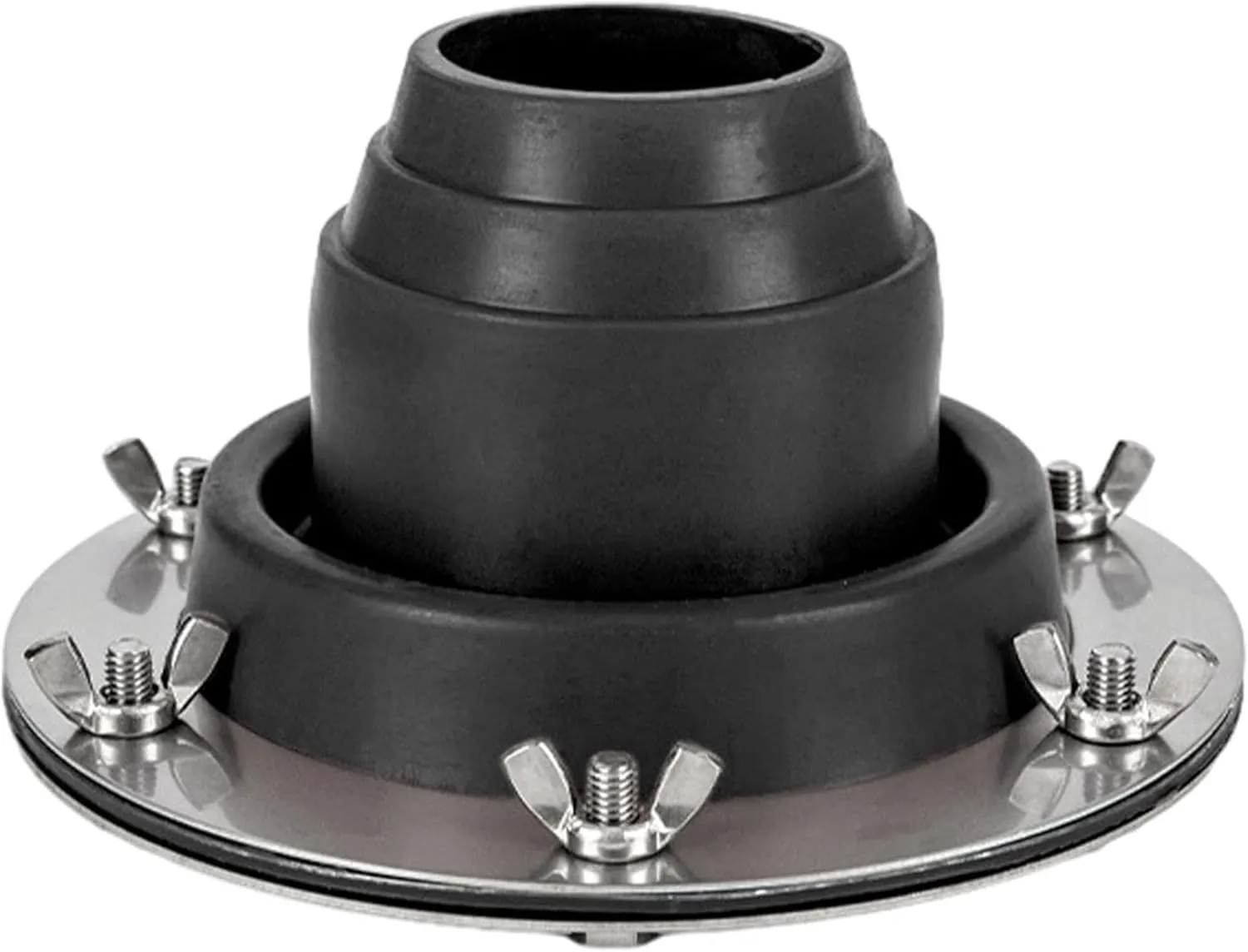 Tent Stove Jack Kit: Flexible Silicone Pipe Boot, High Temp Flue Flashing for Bell Tent, Yurt, & Wood Burners (Triple Wall Pipe Compatible, Stove Pipe OD 1 3/4"-3 1/4") (Blcak)