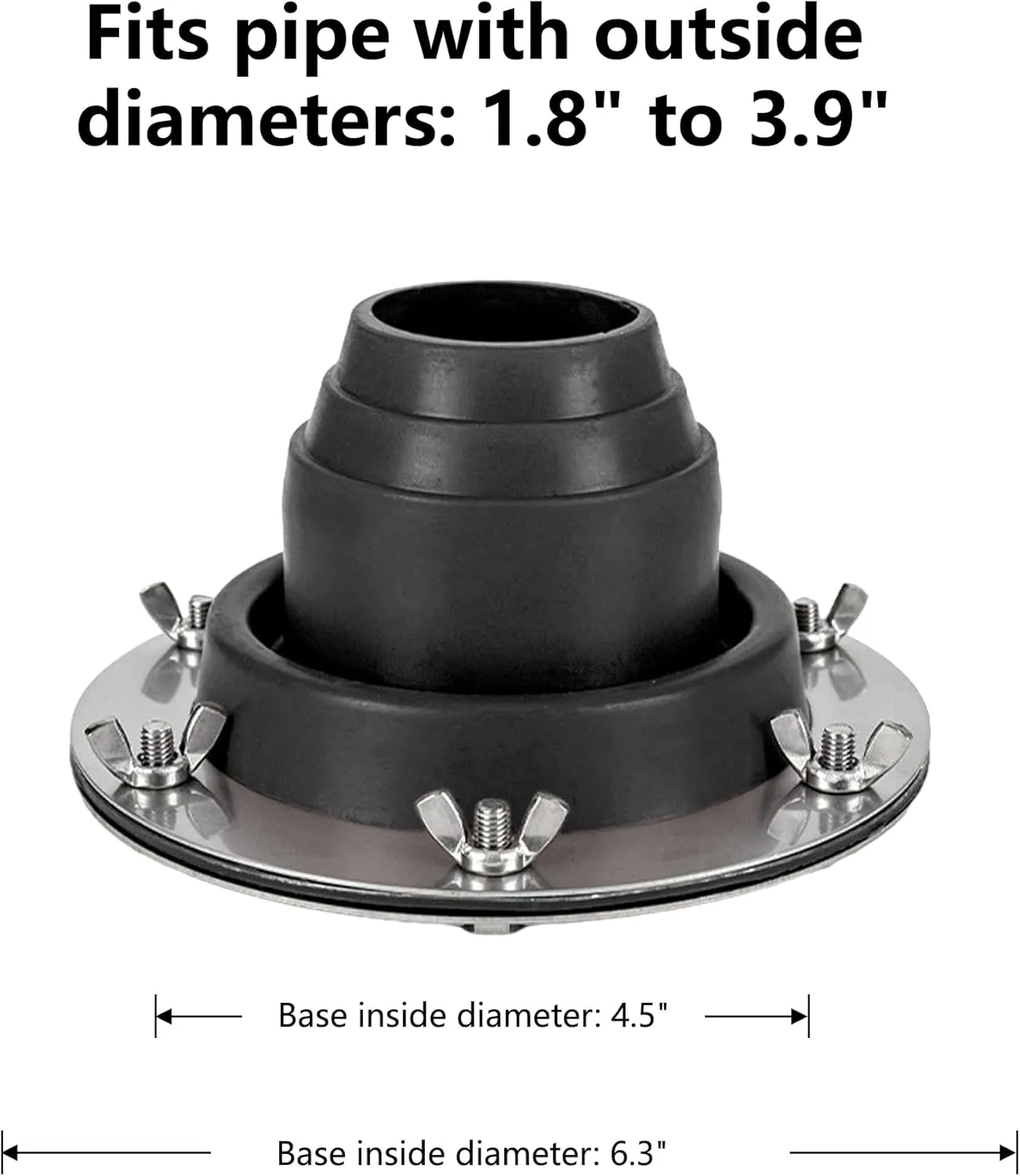 Tent Stove Jack Kit: Flexible Silicone Pipe Boot, High Temp Flue Flashing for Bell Tent, Yurt, & Wood Burners (Triple Wall Pipe Compatible, Stove Pipe OD 1 3/4"-3 1/4") (Blcak)