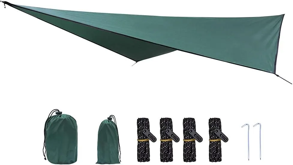 Tent Tarp, Hammock Camping Tarp Rain Fly, Water Prevention Camping Tarps Tent, Footprint Lightweight Tarps, for Outdoor Awning Hiking Beach Backpacking (Dark Green)
