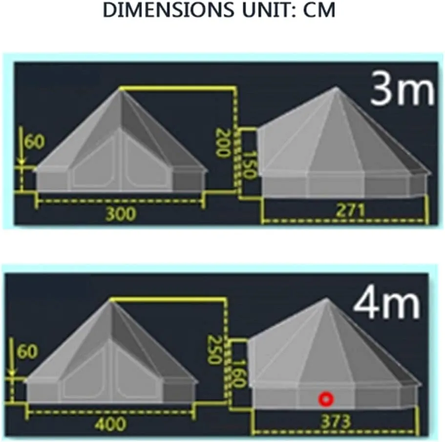 Tents for Camping 4 Season Cotton Bell Glamping Tent Outdoor Family Camping Tent with Zipped Groundsheet Mesh Door for Camping Hunting, Beige