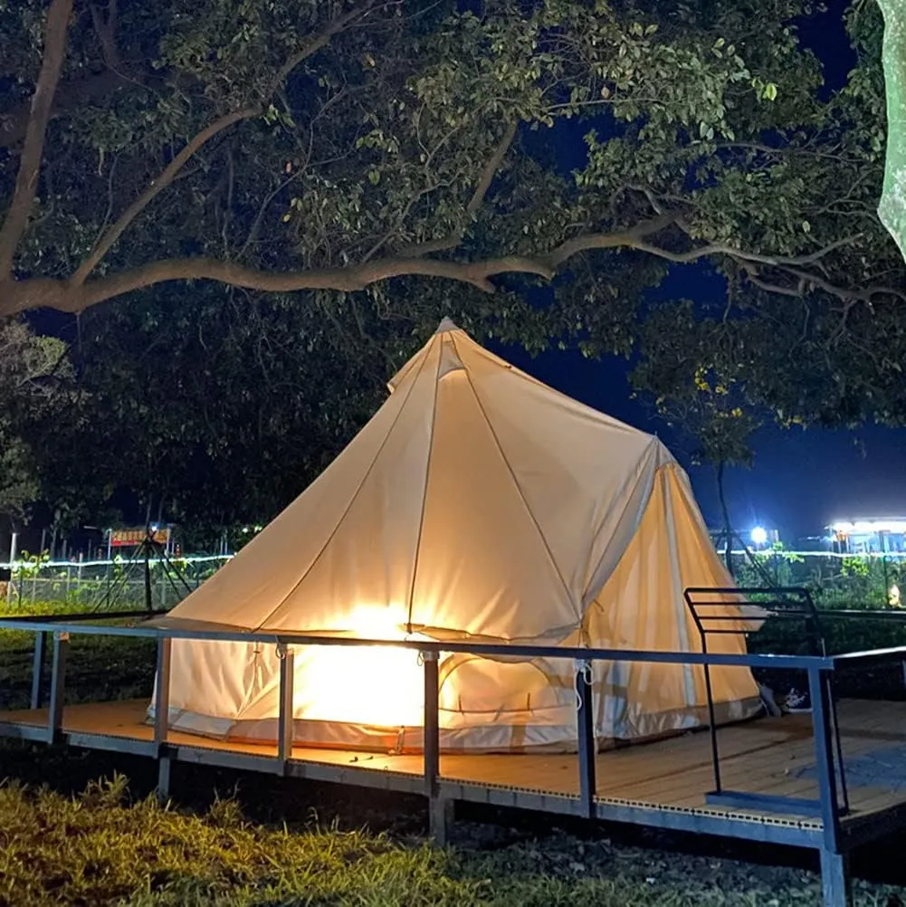 Tents Oxford Cloth 4-Season Tent Family Teepee Camping Tent with Stove Hole for Outdoor Hunting Glamping (White 300X300X200CM) (White 300X300X200CM) (White 400X400X250CM)