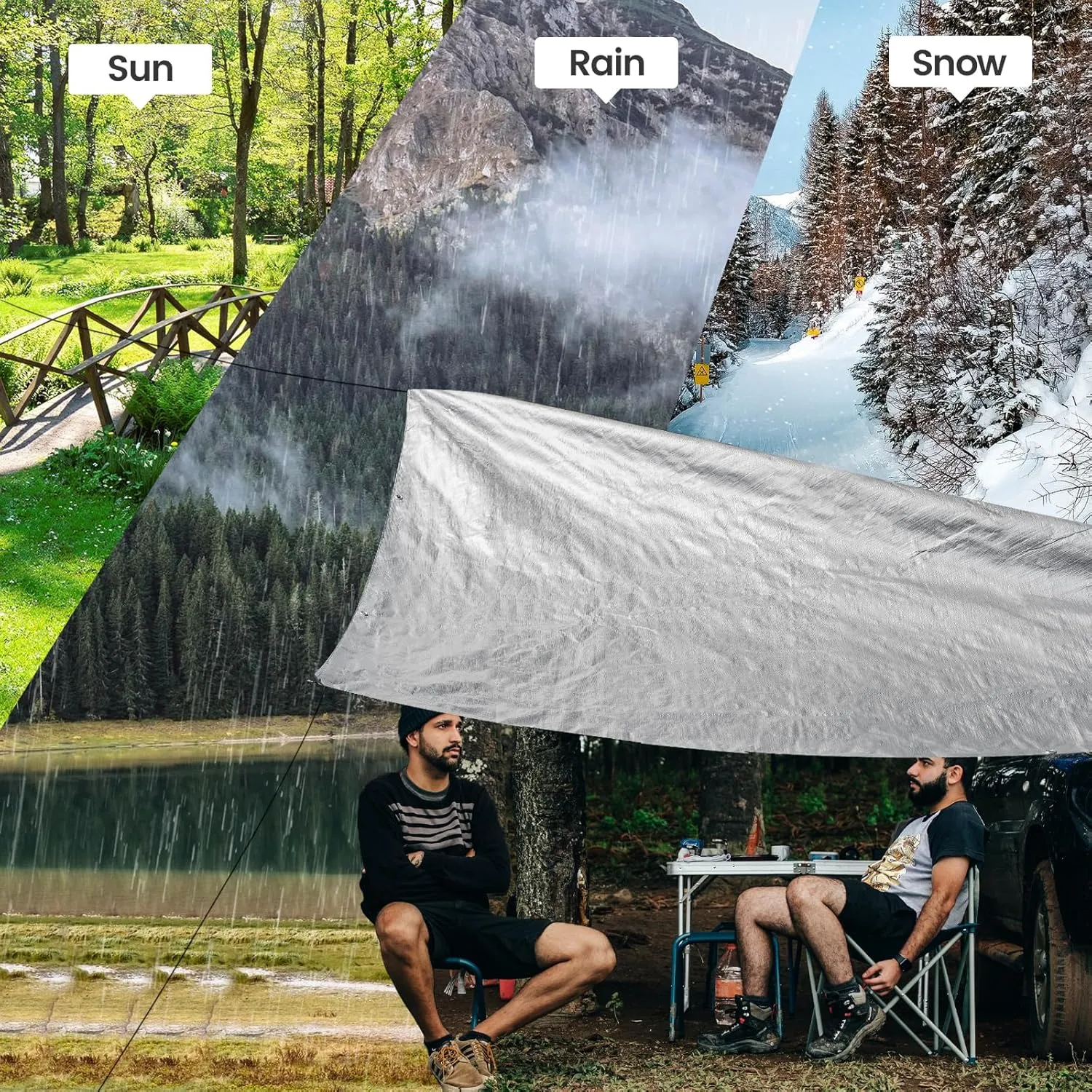 TICONN Heavy Duty Tarp Cover, Extra Thick Tarps Waterproof Tear and Rip Proof UV Resistant Tarpaulin with Reinforced Grommets and Edges (5.5 Mil, 8'x10')