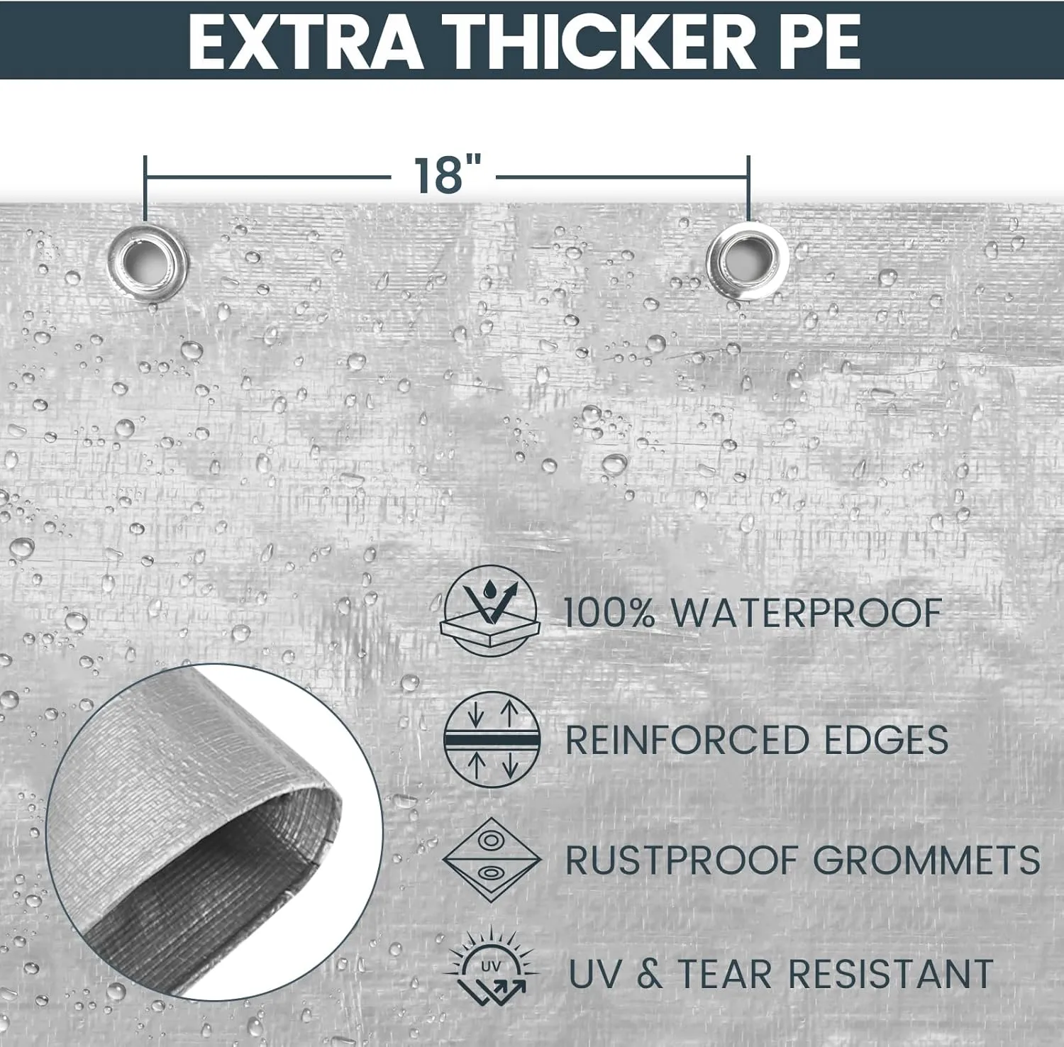 TICONN Heavy Duty Tarp Cover, Extra Thick Tarps Waterproof Tear and Rip Proof UV Resistant Tarpaulin with Reinforced Grommets and Edges (5.5 Mil, 8'x10')
