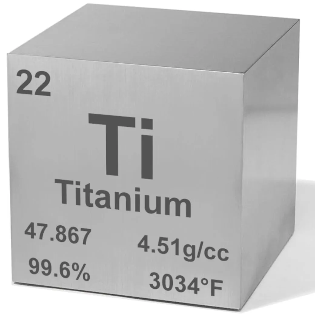Titanium 1.5" Metal Density Cube - 99.6% Pure Element for Chemistry - Periodic Table Design Educational Scientific Elemental Specimen