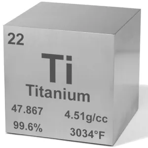 Titanium 1.5" Metal Density Cube - 99.6% Pure Element for Chemistry - Periodic Table Design Educational Scientific Elemental Specimen