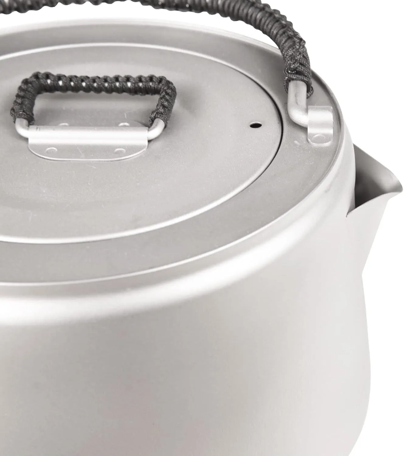 Titanium Camping Kettle, Titanium Pot with Lid Folding Bail Handle Camping Coffee & Tea Pot for Outdoor Backpacking Hiking Teapot 1200ml - Sandblasted