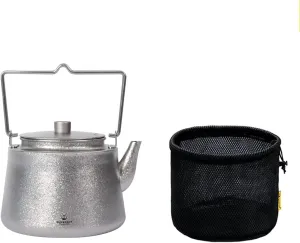 Titanium Camping Kettle, Titanium Pot with Lid Folding Bail Handle Camping Coffee & Tea Pot for Outdoor Backpacking Hiking Teapot 900ml/30.43 fl oz- Crystallized